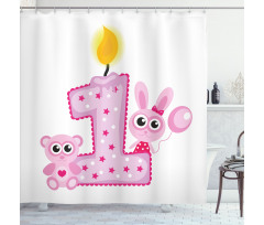 Girls Birthday Bunnies Shower Curtain