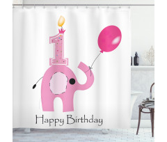 Girls Party Elephant Shower Curtain
