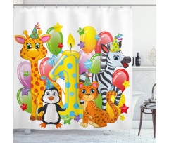 Safari Animal Birthday Shower Curtain