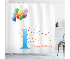 Kids First Birthday Shower Curtain