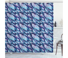 Feather and Wavy Design Shower Curtain