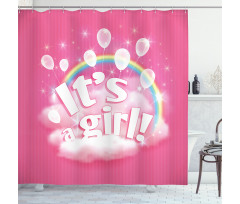 Its a Girl Words Shower Curtain
