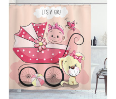 Puppy Carriage Shower Curtain