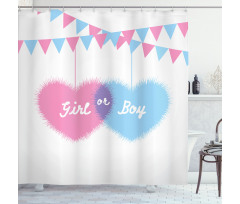 Girl Boy Hearts Flags Shower Curtain