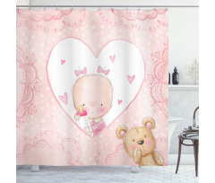 Girls Baby Teddy Bear Shower Curtain