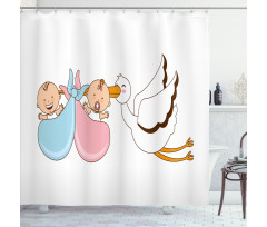 Babies Stork Playroom Shower Curtain