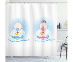 Girl Boy Bath Shower Curtain