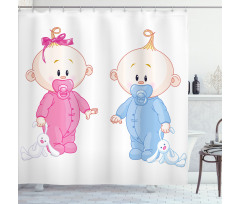 Boy Girl Bunny Shower Curtain