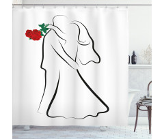 Silhouette Couple Shower Curtain