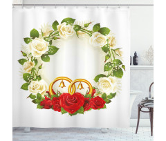 Roses Wedding Rings Shower Curtain