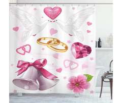 Wedding Rings Hearts Shower Curtain