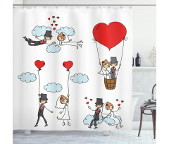 Newlyweds Caricature Shower Curtain