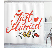 Just Married Rose Rings Shower Curtain