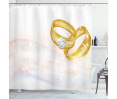 2 Rings Abstract Shower Curtain