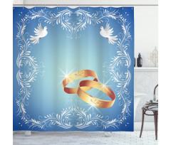 Ornament Frame Doves Rings Shower Curtain