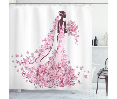 Floral Bridal Gown Shower Curtain
