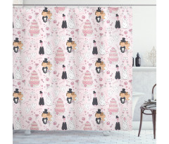 Drawing Pattern Wedding Shower Curtain