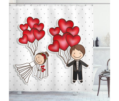 Funny Newlyweds Balloons Shower Curtain