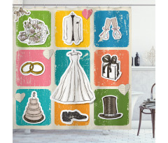 Wedding Theme Poster Shower Curtain