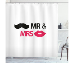 Lips Moustache Mr Mrs Shower Curtain