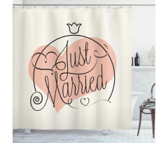 Just Married Tulip Heart Shower Curtain