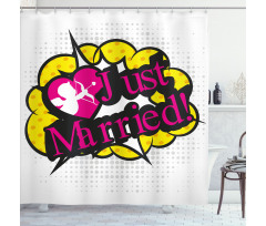 Pop Art Cupid Married Shower Curtain