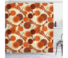 Orange Flowers Dragonfly Shower Curtain