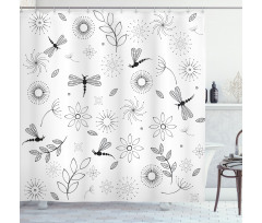 Dragonfly Floral Shower Curtain