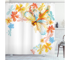 Vintage Spring Dragonfly Shower Curtain