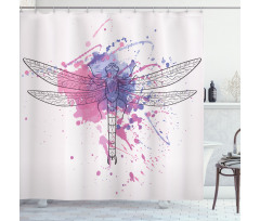 Grunge Moth Dragonfly Shower Curtain