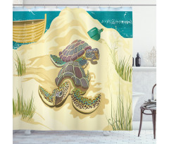 Sea Turtles Sand Boat Shower Curtain