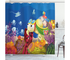 Cartoon Turtle Children Shower Curtain
