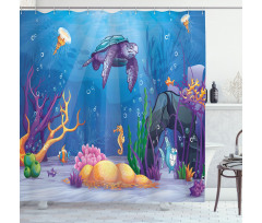 Underwater World Cartoon Shower Curtain