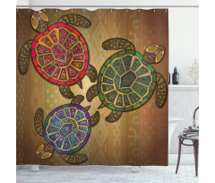 3 Turtles Ornamental Shower Curtain