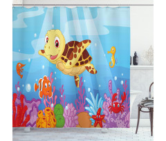Baby Turtle Fishes Shower Curtain