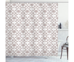 Taupe Colored Damask Shower Curtain