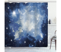 Blue Galaxies Shower Curtain
