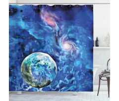 Planet Space Art Shower Curtain