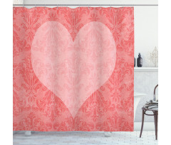 Pink Heart Damask Shower Curtain