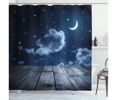 Vivid Night Sky Wood Shower Curtain