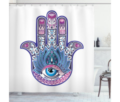 All Seeing Eye Lotus Motif Shower Curtain