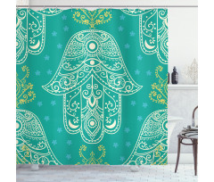 Hamsa Pattern Daisies Shower Curtain