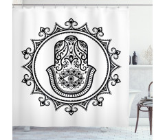 Hamsa Mandala Shape Shower Curtain