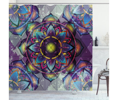 Grunge Futuristic Mandala Shower Curtain