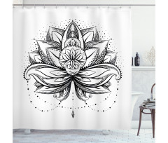 Ornamental Lotus Sketch Shower Curtain