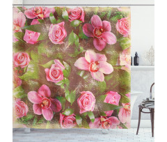 Retro Flora Romance Shower Curtain