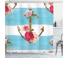 Anchors and Roses Shower Curtain