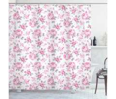 Pink Roses Spring Shower Curtain