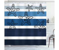 Stripes Starfish Shower Curtain