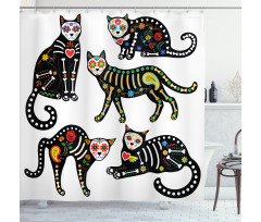 Ornate Black Cats Shower Curtain